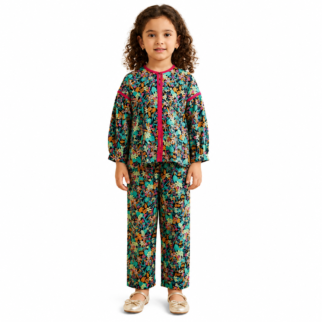 Girls Black Floral Co-Ord Set