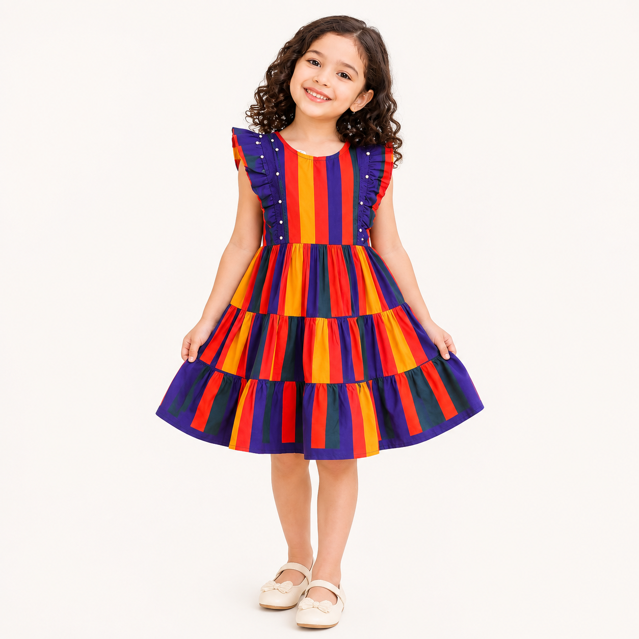 Girls Colorful Striped Cotton Dress