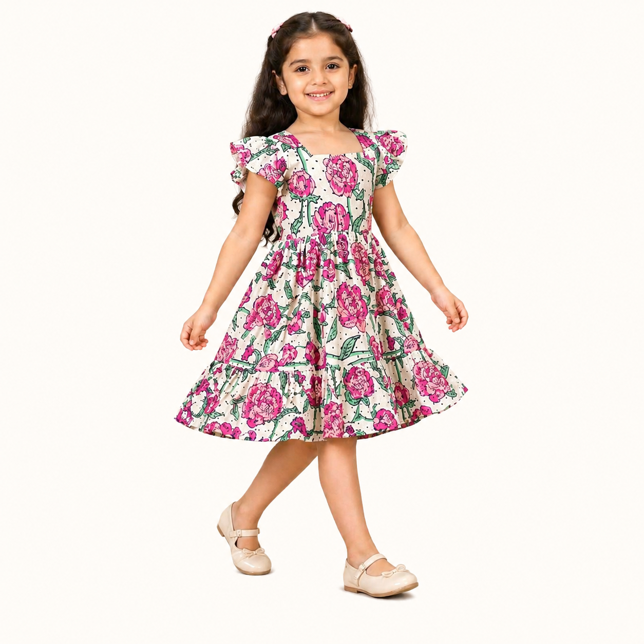 Girls Floral Print Frock Dress