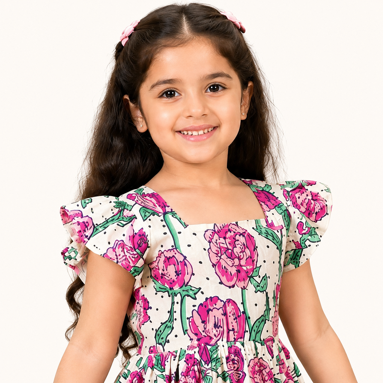 Girls Floral Print Frock Dress — alternate view