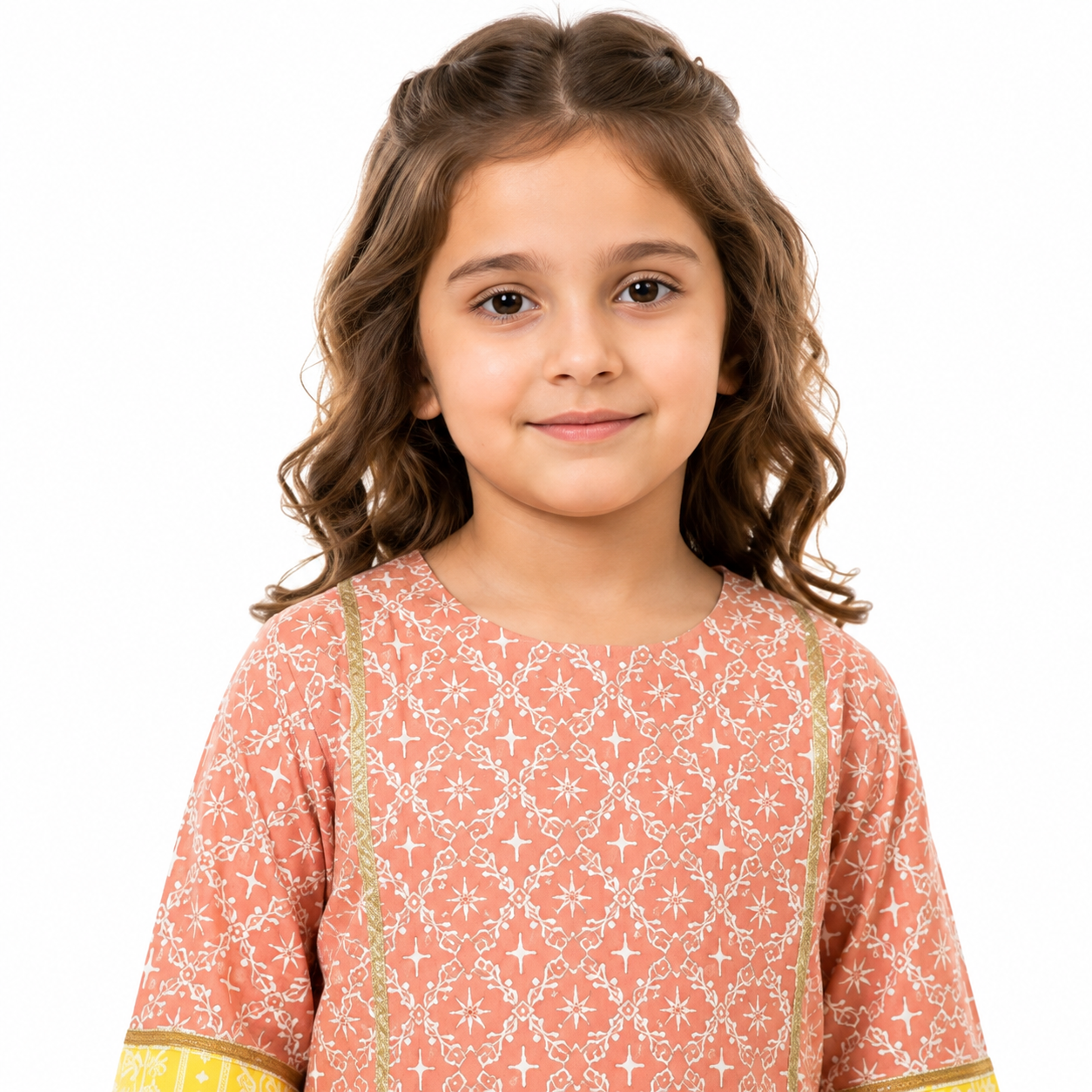 Girls Peach Printed 2 Piece Suit — alternate view