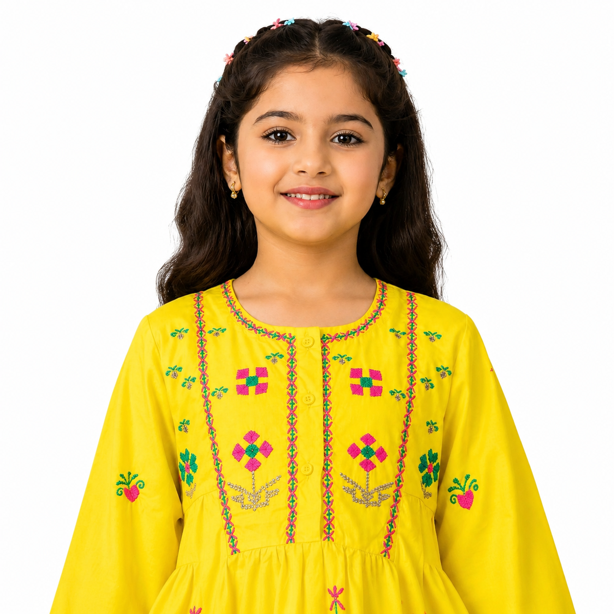 Girls Yellow Embroidered Co-Ord Set — alternate view