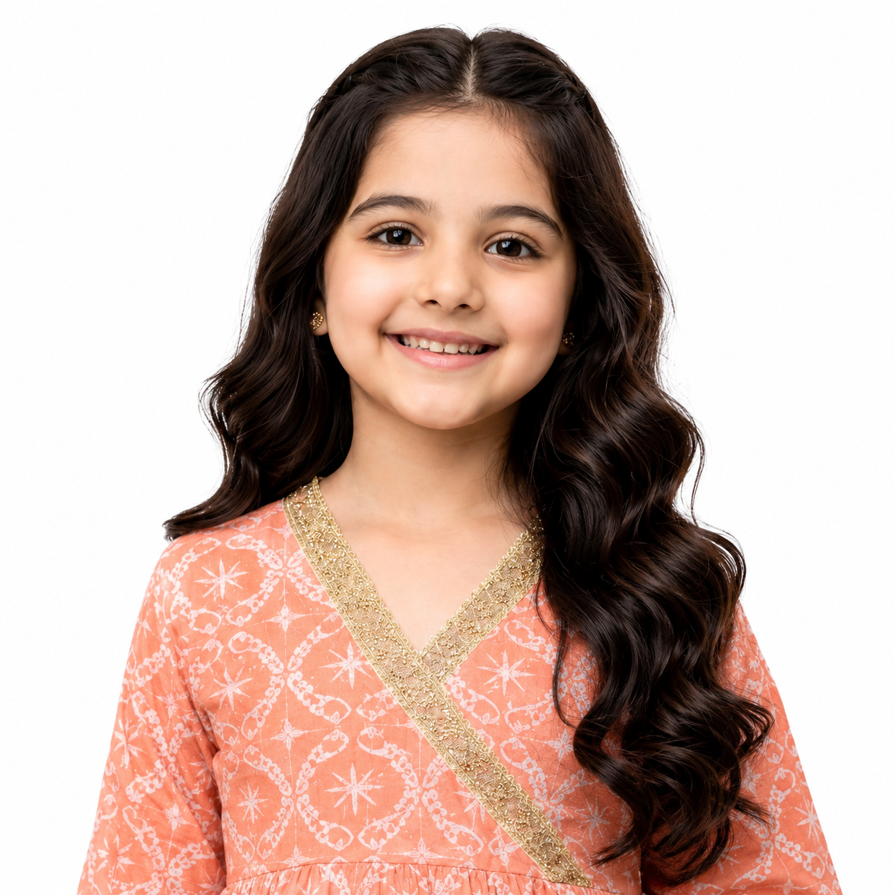 Peach Printed Girls Kurta Gharara Suit – Premium Kids Eastern Wear — alternate view