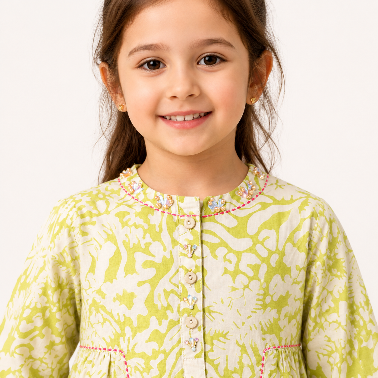 TinySoul Lime Green Printed Girls 2 Piece Suit — alternate view